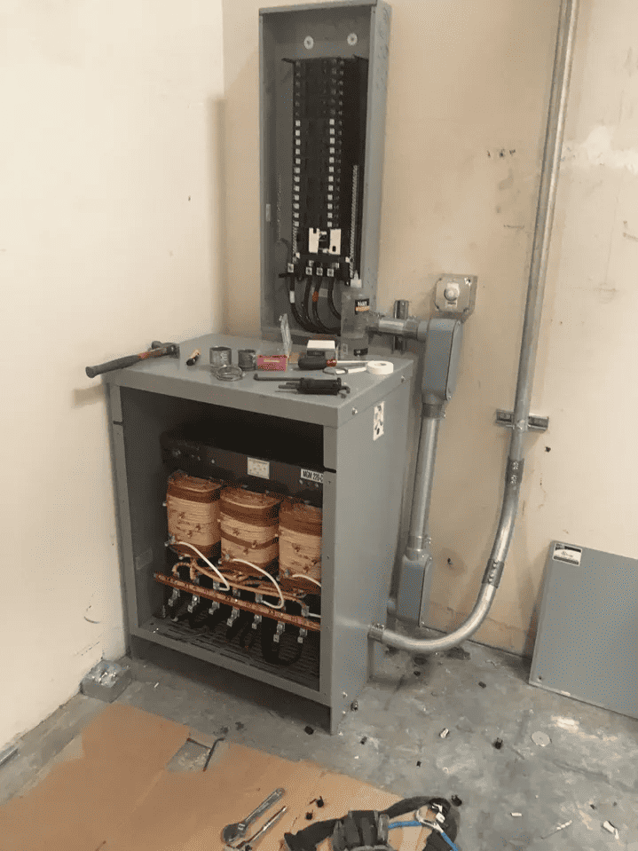 electrical panel above transformer