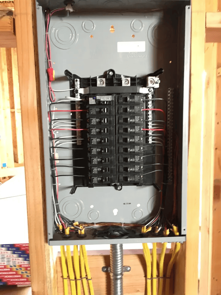closeup of circuit break panel